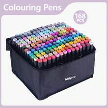 168/120/100/80/60 Colors Artist Marker Pens, Dual Tip Drawing Pens, Suitable For Artists Painting, Sketching, Coloring, Illustration, Anime Design, Art Sketch Drawing Pen Set, Christmas And Birthday Gift, Easter Gift, 204/262/48/40/36/30/30/24/12 Colors Back To School - Black - View 19
