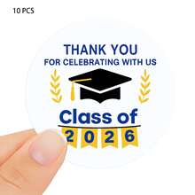 1/3/5/10 Pcs Class Of 2026 Graduation Thank You Stickers With Cap, Round 1.6" Graduation Party Favor Stickers, Graduation Invitation Envelope Seals, 2026 Thank You Graduation Labels (Standard) - A - View 12