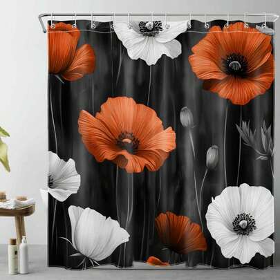 1件装高级花卉图案浴帘，时尚印花浴帘，适用于各种房间装饰，可用作浴室隔断浴帘或浴缸帘。