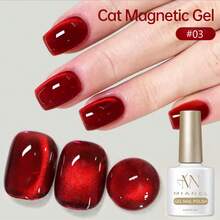 10ml/Bottle Mirror Red Crystal Cat Eye Gel Nail Polish, Winter Bestselling Red Glass Pearl Magnetic Cat Eye Gel Nail Polish, Red Manicure, Suitable For Toenails, Salon Use, Cute French Manicure, UV LED Lamp Manicure - Multicolor - View 6