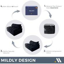 Convertible Folding Sofa Bed - Sleeper Chair With Pillow & Back Support, Portable Floor Lounge For Living Room Bedroom - Black - View 6