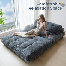 Convertible Folding Sofa Bed - Sleeper Chair With Pillow & Back Support, Portable Floor Lounge For Living Room Bedroom - 深灰色 - 查看 6