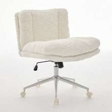 Home Office Chairs - Cream + Faux Fur + Foam - View 4