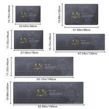 1块方形深灰色刺绣防滑地毯，橡胶底，适用于浴室、玄关、厨房、客厅、卧室 - 深灰色 - 查看 3