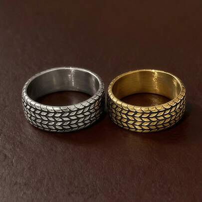 1 szt. Stal nierdzewna Unikalny wzór łańcuszka Niche Punk Style Trwały Hipoalergiczny Wodoodporny Odporny na blaknięcie Męski pierścień do codziennego noszenia