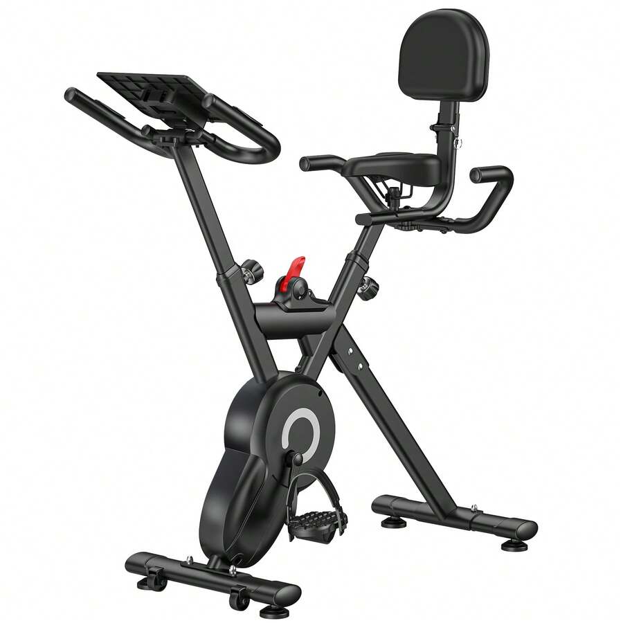 Home Multi-Functional Exercise Bike - Silent Magnetic Drive System (<30dB), Foldable, Built-In Arm Resistance, High Load Capacity Up To 150kg - Black - View 1