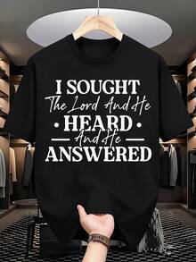 I Sought The Lord And He Heard And He Answered Faith Inspired Christian Statement Shirt For Women And Men Religious Motivational Wear For Church Events Prayer Meetings And Daily Inspiration, It Is A Perfect T-Shirt To Give To Friends And Family On Any Holiday Or Festive Occasion, 220g - 黑色 - 查看 2