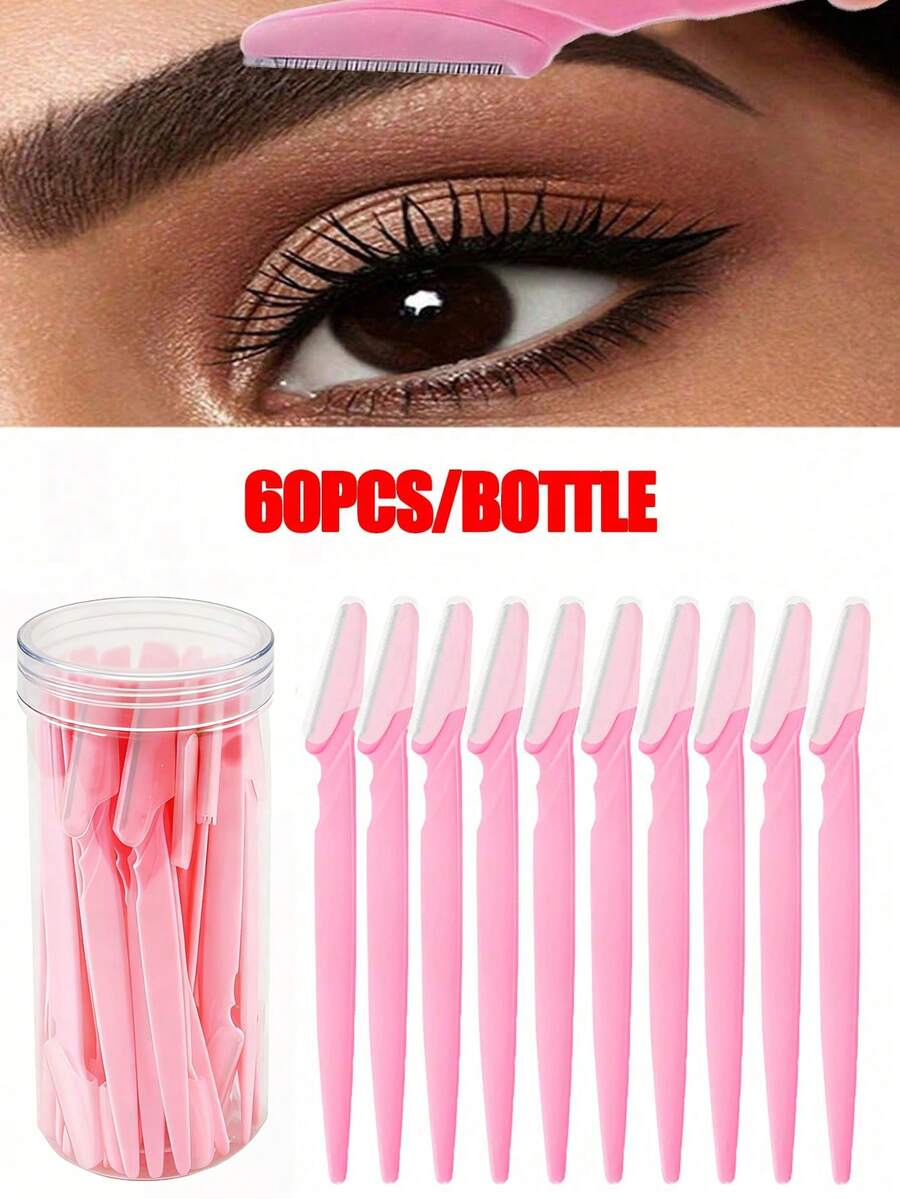 60pcs Eyebrow Trimmer & Shaver, Callus Remover & Body Hair Grooming Tools, Face & Eyebrow Razor Set With Long Handle Blades And Precision Guards, Women's Grooming Kit For Daily Use Or Travel