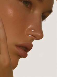 925 Sterling Silver Single Nose Ring, Spiral Rotating Nose Stud, Unique Curved Design, Ball Closure, Women's Spiral Nose Ring - Single Nose Ring - View 3