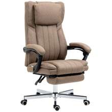 Ergonomic Office Chair With 5 Massage Modes, Adjustable Backrest, Headrest And Footrest, Swivel And Height Adjustable With Remote Control, Linen Look, Brown - Khaki - View 9