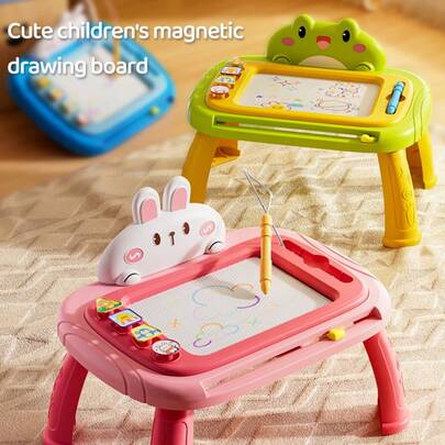 1pc Kids Cartoon Magnetic Drawing Board, Can Be Assembled Into Small Desk/Wall-Mounted/Stand Mode, Colorful Erasable Magnetic Drawing Board Toy, Children's Writing & Painting Board Supplies, Learning Sketch Board