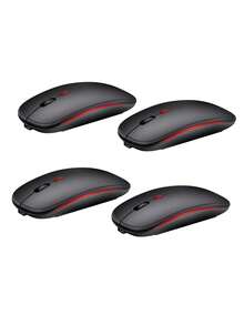 Bluetooth Wireless Mouse Rechargeable LED Silent Slim Portable Mouse (Bluetooth 5.2 & 2.4GHz USB Receiver) Dual Mode Computer Mouse For Laptop/IPad Tablet/Apple Computer/ - Black - View 12