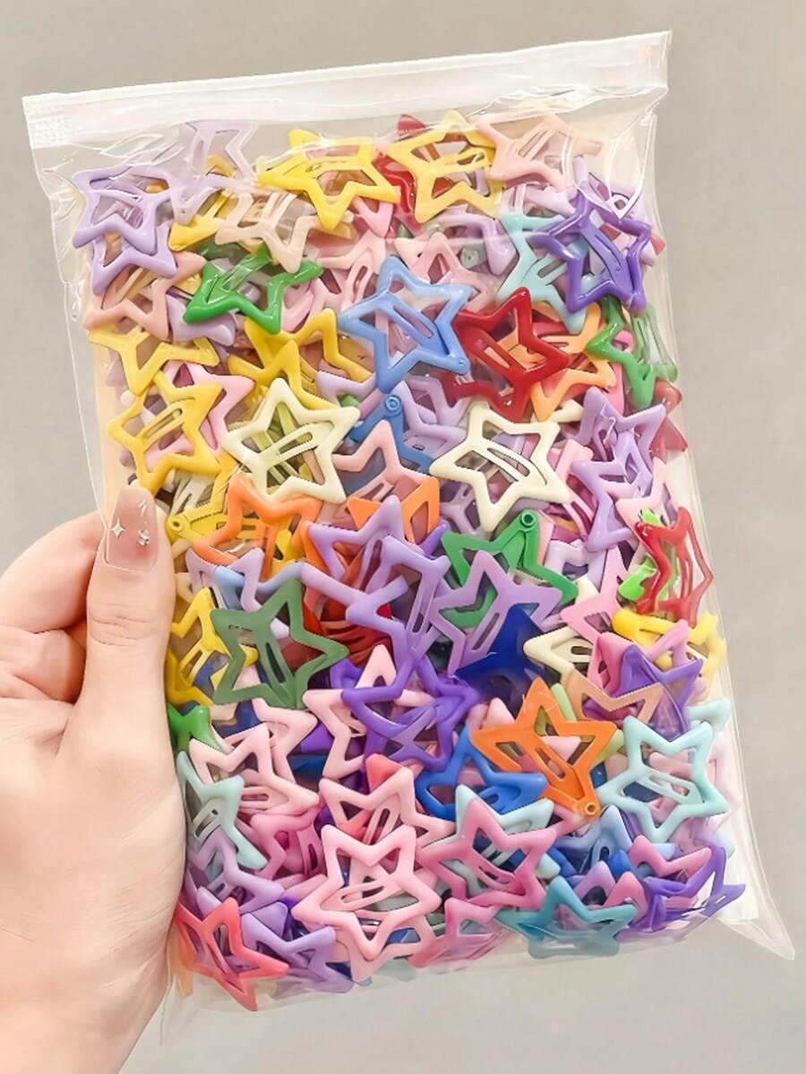 100个/50个/20个 Y2K 彩色滴油星星发夹，多色星星设计，适合各种搭配需求，为发型增添可爱活力 - 适合女士日常、周末外出、生日派对等场合。发夹、发卡、发饰、节日、派对 - 彩色 - 查看 1