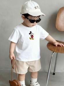 Disney Mickey Mouse Retro Cute Style Boys Short Sleeve Tee White Base Playful Mickey - trắng - Xem 2