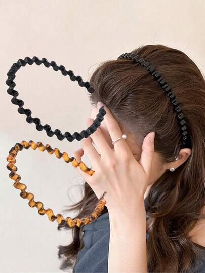 4pcs Fashionable Leopard Dot Transparent Anti-Slip Headbands, Including Wavy Headbands And Home Skincare Headbands, Suitable For Daily Face Washing Or Makeup Use