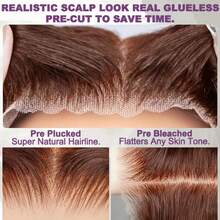 30 Inch HD Full Lace Front Wig, Women Long Wavy Hairstyle Mixed Human Hair Wig, 13x4 Lace Front HD Transparent Lace Wig, 200% Density Natural Brown Mixed Hair Wig, Pre-Trimmed Baby Hair - Brown - View 5