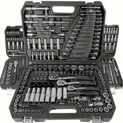 51/46pcs Comprehensive Mechanical Tool Set - 1/4", 3/8", 1/2" Deep And Standard Sockets, Ratchet Wrench Set, S2 And CR-V Sockets, Automotive Repair And Home Mechanic Kit, Including Combination Wrenches, Accessories And Storage Box