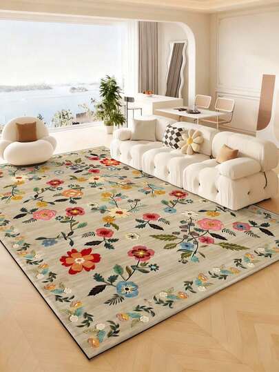Thảm trang trí trong nhà cỡ lớn họa tiết hoa, chất liệu giả len, có thể giặt, thích hợp cho phòng khách, ghế sofa, phòng ngủ, đầu giường, thảm chống trượt, phòng ăn, nhà bếp, đệm ghế văn phòng, lối vào, dã ngoại ngoài trời, cắm trại.