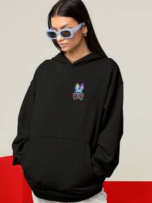Oversized Rabbit Skull Urban  Unisex DTF Ref-4553 Sweatshirt - màu đen - Xem 4