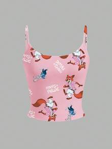 Disney Bộ 4 áo hai dây thời trang in họa tiết dành cho nữ, thích hợp cho mùa xuân/thu. - Nhiều màu - Xem 5