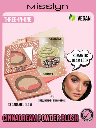  Set de 3 piezas de Polvo Bronceador MISSLYN, incluye Polvo Bronceador, Crema Hidratante y Rubor Bronceador 2 en 1. Set Hidratante de 3 piezas, Color Canela, Polvo Bronceador Mate y Contorneado Facial, Efecto de Maquillaje Bronceado Natural Duradero Apto para Todos los Tonos de Piel, Infundido con Mezcla de Manteca de Murumuru para una Piel Suave y Radiante Todo el Día, Fórmula Hipoalergénica, Vegana y Sin Crueldad.