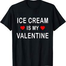 Camiseta divertida y linda del Día de San Valentín de Lly: "El helado es mi San Valentín" - Negro-3 - Ver 1