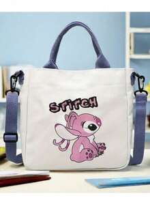 Disney Stitch Canvas Bag, Student Shoulder Bag, Crossbody Bag, Detachable Shoulder Strap Handbag, Tote Bag, Casual Travel Bag, Travel Organizer Bag, Cosmetic Bag, Makeup Bag, Travel Organizer, Large Capacity Cosmetic Storage Bag - Multicolor - View 5