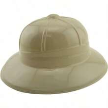 24Pc Khaki Beige Soft Plastic Tan Jungle  Pith Sun Hat Costume Birthday Party Halloween - Default - View 1