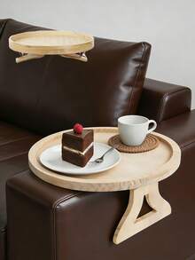 1pc Foldable Portable Wooden Sofa Armrest Tray, Waterproof, Easy To Clean, Anti-Slip, Can Be Used On Blankets, Tables, Chairs, Carpets, Beds To Hold Drinks, Phones, Snacks, Remote Controls, Multifunctional, Suitable As Christmas Gift - Apricot - View 2