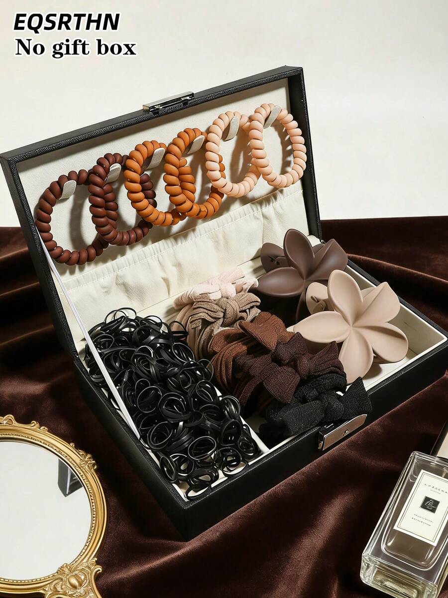 1018 Stück Haarschmuckset in Erdtönen, rutschfest, Mehrfachzahn Blumengriff Clip hält mittellange, lange und dicke Haare fest, hochelastischer Haargummi schadet den Haaren nicht, geeignet für Haare/Halbhaare, geeignet für Pendeln, Alltag und Zuhause, praktisches Geschenk für Mädchen, ohne Geschenkbox, Haarclips, Klammern - Verschiedenfarbig - Übersicht 1