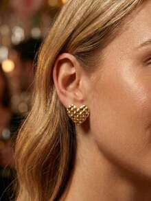 Big Stud Earrings For Women Vintage Gold Statement Chunky Stud Earrings Geometric Lightweight Gold Earrings Floral Heart Flower Round Earrings Stud European American Ins Style Women Spring Jewelry Summer Beach Vacation Bikini Accessories Attractive Clothes, Wedding Dresses Accessories - Versatile JewelryPerfect For Wearing While Swimming, Bathing, Exercising ,Great For Valentines Day, Birthday, Mother Day, And Vacation Surprises. - Multicolor - View 6