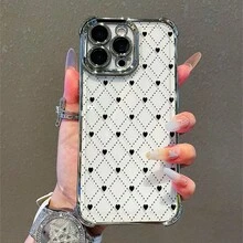 1 Stück, schwarzes Liebesmuster, einfaches, stilvolles, quadratisches Handyhülle für iPhone 11/12/13/14/15/17/Air/Pro/Plus/Pro Max und Galaxy S22/S223/S84/S25/Ultra/FE/EDGE. Geeignet als Geschenk für Freunde oder Valentinstagsgeschenke. - Verschiedenfarbig - Übersicht 6
