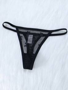 Set de 5 bragas de encaje sexy para mujer, tanga de malla transparente de cintura baja - Multicolor - Ver 10