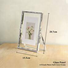 Nordic Ins Style Silver Bamboo Metal Photo Frame, 6/7/8/10 Inch Tabletop, Transparent Glass Dry Flower Specimen Floating Display Frame - 1PC - View 9