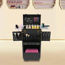 Portable Rolling Makeup Stylist Makeup Train Hair Salon Case Clipper Trimmer Box - Default - View 5