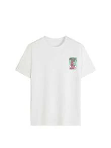 Kwik-E-Mart 女士常规版型复古卡通图案T恤，舒适美观的粉色甜甜圈短袖上衣，独特的圆领设计，趣味十足，充满Pinterest风格，酷女孩休闲白色夏季款 - 白色 - 查看 5