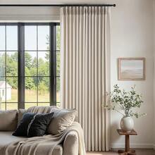 Pinch Pleated Linen Curtains 96 Inches Long 2 Panel Set (40\ W X 96\ L) For Living Room & Bedroom Window Natural Birch Light Filtering With Hooks,Rings & Back Tab,Neutral Boho Farmhouse Style - Natural - 查看 7