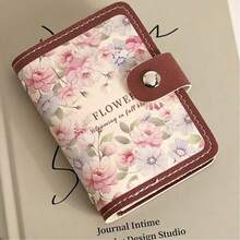 Floral Oil Painting Style Card Holder For Women, Retro Design, Multi-Slot Card Holder For Bank Cards And ID Documents, Large Capacity, Compact And Portable/Mini, PU Leather, Transparent Card Slots, Snap Clasp Design, Artistic And Natural Style, Essential For Business Trips, Travel, Daily Commute, And As A Gift. High-End Design, Unique Features, Stylish And Lightweight.Mother's Day,Mom,Mother's Day Gift,Flower,Jewelry,Mother's Day Decorations,Mother's Day Party Supplies,Women,Pink,Gift Set - 山茶爛漫 - 查看 8