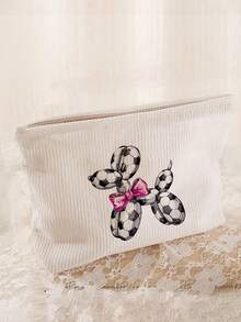 可爱足球和狗狗造型拉链旅行化妆包，便携式化妆包，适合日常使用和旅行，男女通用，可作化妆品收纳包、洗漱包、化妆袋、洗漱旅行包、度假必备品，也是送给女性的旅行礼物。 - 彩色 - 查看 3