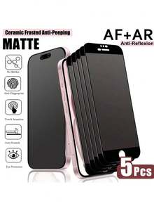 5pcs - Full Screen Matte Privacy Screen Protector Film Compatible With IPhone 17 Pro Max/17 Air/16 Pro Max/16e/15 Pro Max/14 Plus/13 Pro Max/12 Mini/11 Pro Max/XS Max And Other Models. Featuring Dual-Sided Privacy Filter, Compatible With Phone Cases, Full Screen Coverage. Anti-Peeping, Anti-Fingerprint, Upgraded Edge Protection, Scratch-Resistant, Easy Installation Without Bubbles. A Great Gift For Birthdays And For Friends/Family. - Black - View 38