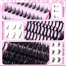 Spiked Lash Clusters With Bottom Lashes, Mega Volume Wispy Eyelash Extensions (120D, 5-21mm) - A Spikes Lash Clusters With Bottom Lashes 120D I - View 4
