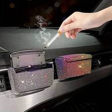 1 Glittering Luxury Ashtray Creative Covered Air Outlet Hanging Type Car With Covered Car Ashtray, Suitable For Cars, Homes, Officesv - Multicolor - View 2