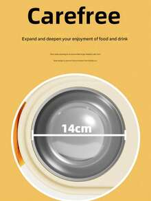 1pc Adjustable Raised Green & Orange Dual Pet Bowl, Stainless Steel Pet Feeder Stand, Indoor Home Dog Cat Daily Feeding, Modern Pet Care - 500ml - View 5