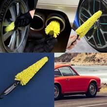 Yellow PP Material Tire Crevice Cleaning Brush, Multi-Functional Nano Sponge Wheel Hub Steel Brush, Car Tire Beauty Cleaning Tool - 1pc Yellow Sponge Wheel Brush - View 9