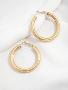 1 Pair Minimalist Style Versatile Earrings, Luxurious And Elegant - Gold - View 5