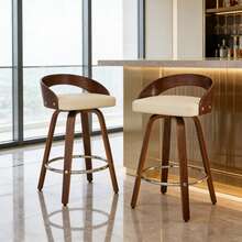 Barstools - Beige + PU Leather + Foam - View 1