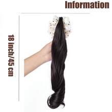 Kẹp tóc hình quả chuối chấm bi và tóc đuôi ngựa xoăn gợn sóng, thích hợp để sử dụng hàng ngày. - Dark Brown - Xem 3