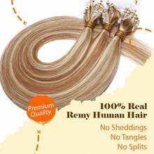 100Strands Micro Ring Loop Tip Remy Human Hair Extensions Straight Micro Beads Link Hair 0.5g/Strand Pelucas De Cabello Humano #1 Jet Black #1B Natural Black #2 Dark Brown #4 Medium Brown #6 Light Brown #24 Natural Blonde #27 Dark Blonde #60 Platinum Blonde #613 Bleach Blonde #4/27 Medium Brown/Dark Blonde #12/613 Golden Brown/Blonde #18/613 Ash Blonde/Bleach Blonde - #2T6 [Ombre] Top Dark Brown Bottom Light Brown - 查看 6