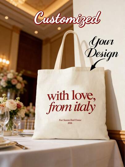 Italy Love Wedding Welcome Canvas Tote Bag Destination Wedding Favors Customized Guest Bag