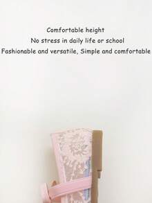 1双简约纯色透气蝴蝶结装饰平底鞋，女童款，适合户外活动，春夏款 - 粉色 - 查看 7